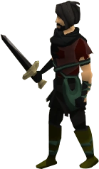 A player wielding a Black sword.