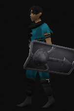 A player wielding a Steel sq shield.