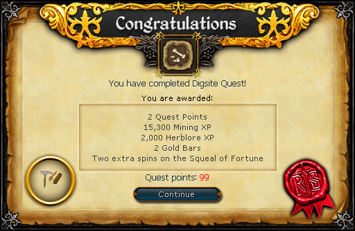 Digsite Quest Reward