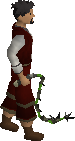 A Player wielding an Abyssal whip painted green