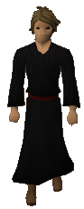 A player wearing the Priest gown.