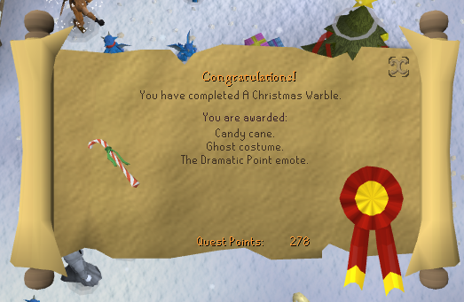 "A Christmas Warble" completion scroll.