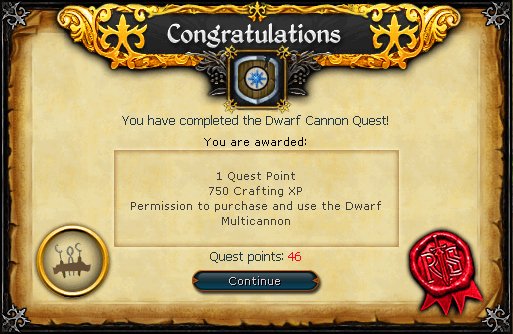 Dwarf Cannon Reward