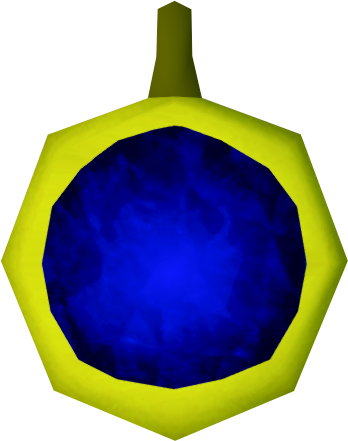A detailed image of an unstrung sapphire amulet.