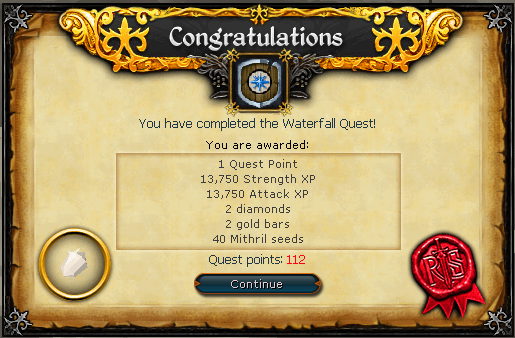 Waterfall Quest Reward