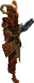 A Forgotten Warrior wielding primal equipment, with a Primal spear.
