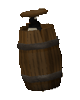 A penguin in a barrel.