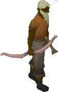 A player wielding a sighted maple longbow.