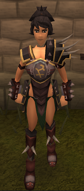 Female avatar wearing a bandos chestplate