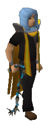 A Player wielding an Abyssal whip painted blue