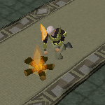 A player cooking fish