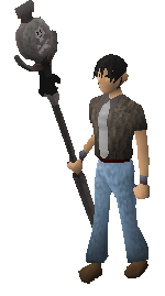 A player wielding a Death talisman staff