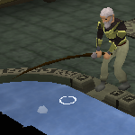 A player fishing for raw food