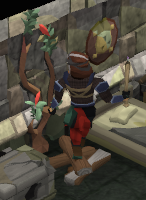 A player cutting a tree