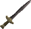 A detailed image of an offhand steel sword.