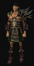 A male player wearing bandos tassets.