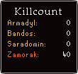 A players killcount after slaying 40 Zamorak followers allowing them to enter through the boss door.