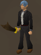 A player wielding a Bronze scimitar.