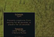 New spell interface. Notice the requirements and the new effect of the spell, "Entangle".