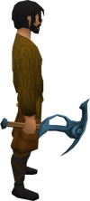 A player wielding a rune pickaxe