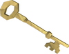 A detailed image of a gold key.