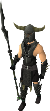 A player wearing Guthan's helm