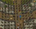 Zombies first spawning at the Grand Exchange.