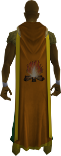 A player wearing a trimmed Firemaking cape.
