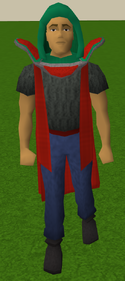 A player wearing a Strength hood.