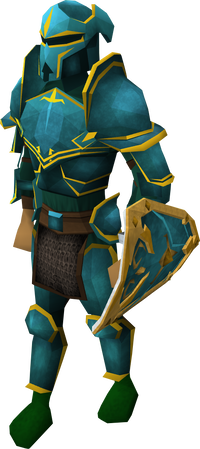 A player wearing Rune armour (g).