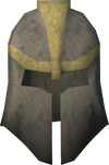 A detailed view of Statius's full helm.