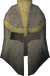 A detailed view of Statius's full helm.