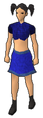 A female player wearing a blue skirt.