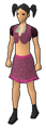A female player wearing a lilac skirt.