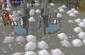 Varrock Square in snow during the 2007 Christmas event