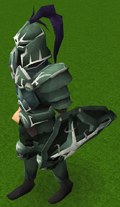 A player wearing the Adamant trimmed armour set (l).