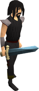 A player wielding a Rune longsword.