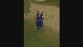A player using a scroll to teleport.