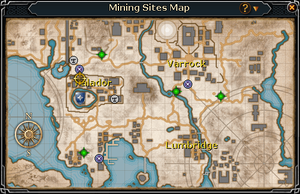 The mining sites map, with all 4 locations completed