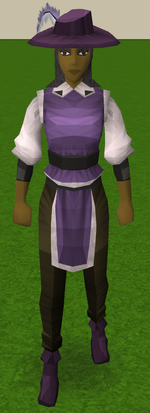 A female player wearing the Musketeer's top.