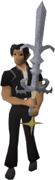 A player wielding a Saradomin godsword.