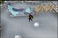 A player doing the Snowman Dance in front of the Snow Queen's Carriage in 2007.