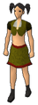 A female player wearing a brown skirt.