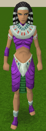 A female player wearing Pharaoh sandals.