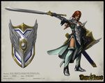 Concept art for Eva and her shield.