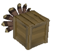 A turkey in a crate.