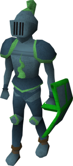 A player wearing Guthix platelegs along with other Guthix equipment.