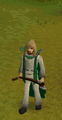 A player wearing a Woodcutting cape (t) and performing the Skillcape emote.