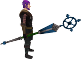 A player wielding a blue ancient staff