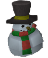 A penguin spy wearing the special snowman disguise.